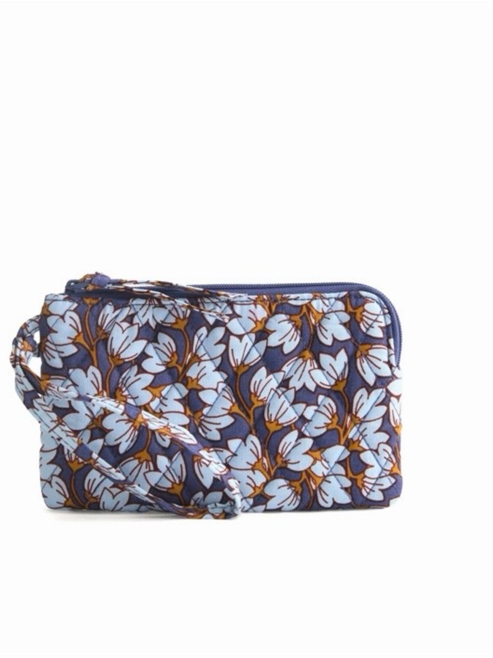 Floral Wristlet Clutch in Navy and Light Blue